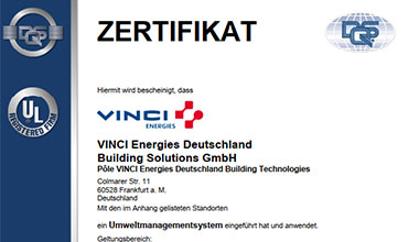Kühllagerbau Zertifikat ISO : 14001 : 2015