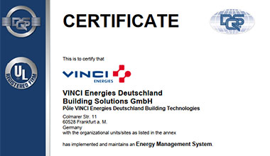 Kühllagerbau Zertifikat ISO 50001 : 2018 - englisch