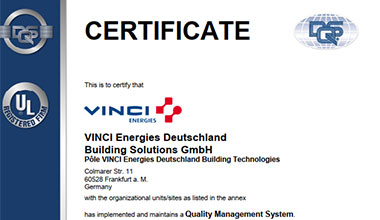 Kühllagerbau Zertifikat  ISO 9001 : 2015 - englisch