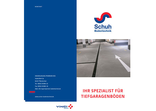 Flyer "Ihr Spezialist für Tiefgaragenböden" - Niederlassung Pfarrkirchen
