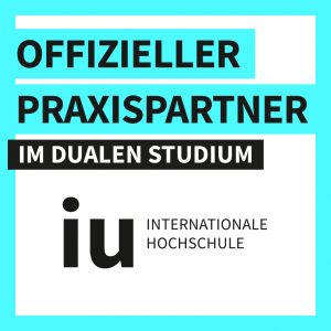 Logo Offizieller Praxispartner im dualen Studium bei der IU Internationale Hochschule